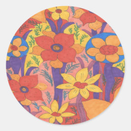 ボヘはっきりしたミアンオレンジガーデンプリント ラウンドシール