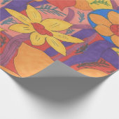 ボヘはっきりしたミアンオレンジガーデンプリント ラッピングペーパー (角)