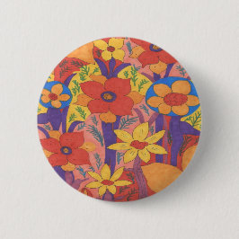 ボヘはっきりしたミアンオレンジガーデンプリント 缶バッジ