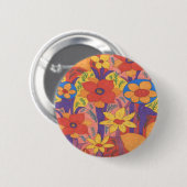 ボヘはっきりしたミアンオレンジガーデンプリント 缶バッジ (正面&裏面)