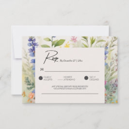 ボヘはっきりしたミアンカラフルワイルドフラワーユニークRSVPカード 出欠カード