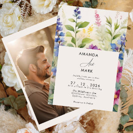 ボヘはっきりしたミカラフルヤの野ユニーク花結婚の 招待状