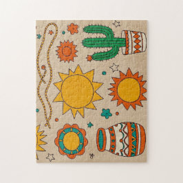 ボヘよくはしゃぐミアン型手描き太陽、月面 ジグソーパズル