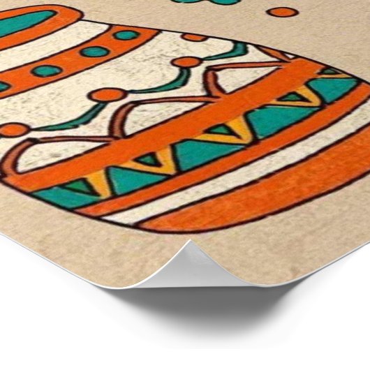 ボヘよくはしゃぐミアン型手描き太陽、月面 ポスター (角)