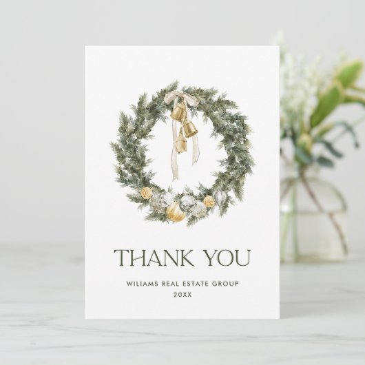 ボヘエレガントミアンクリスマスパインリース会社 サンキューカード (スタンド正面)