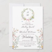 ボヘエレガントミアンクレストウォーターカラーフローラ結婚ズ 招待状 (正面)
