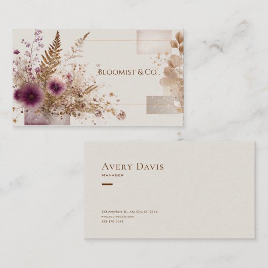 ボヘエレガントミアンバラ金ゴールド植物学 名刺 (正面/裏面)