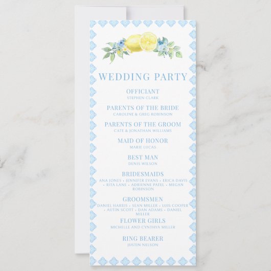 ボヘエレガントミアンパステルフローラ結婚式 プログラム (裏面)