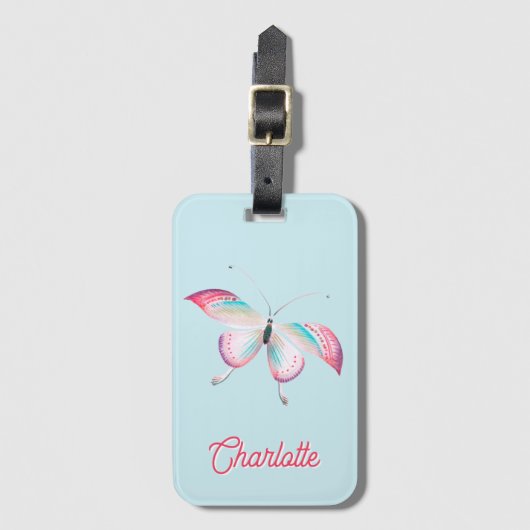 ボヘエレガントミアンパーソナライズされたチョウ ラゲッジタグ (正面縦)