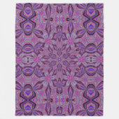 ボヘエレガントミアンパープルデイリガーデンフローラ フリースブランケット (正面)
