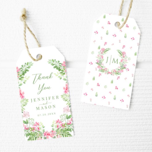 ボヘエレガントミアンピンクフローラ結婚ズ・サンキュー ギフトタグ