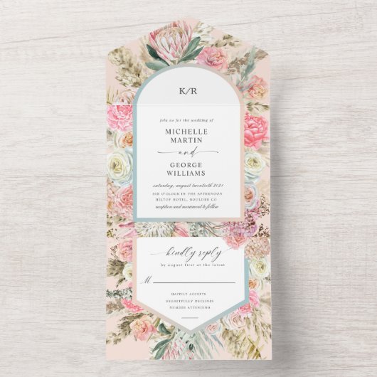 ボヘエレガントミアンフローラオールインワン招待状 オールインワン招待状 (内側)