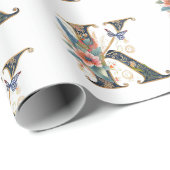 ボヘエレガントミアンフローラ文字K ラッピングペーパー (ロールコーナー)