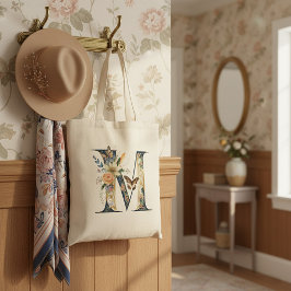 ボヘエレガントミアンフローラ文字M トートバッグ