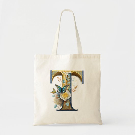 ボヘエレガントミアンフローラ文字T トートバッグ (正面)