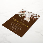 ボヘエレガントミアンフローラ金ゴールドリハーサルディナー 箔招待状 (回転した状態)