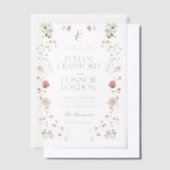 ボヘエレガントミアンモノグラム結婚フローラ ベラム紙招待状 (オフセット)