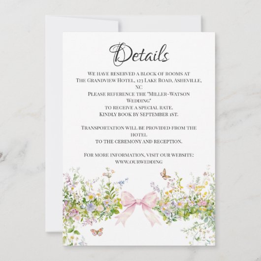 ボヘエレガントミアンリース水カラーフローラ結婚 招待状 (裏面)