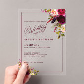 ボヘエレガントミアン水色フローラ結婚ズ アクリル招待状 (インサイチュ (ポータブル))