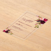 ボヘエレガントミアン水色フローラ結婚ズ アクリル招待状 (レイダウン)