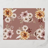 ボヘエレガントミアン水色フローラ結婚ズ 箔シーズンポストカード (裏面)