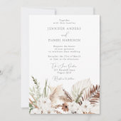 ボヘエレガントミアン白フローラ結婚ズ 招待状 (正面)