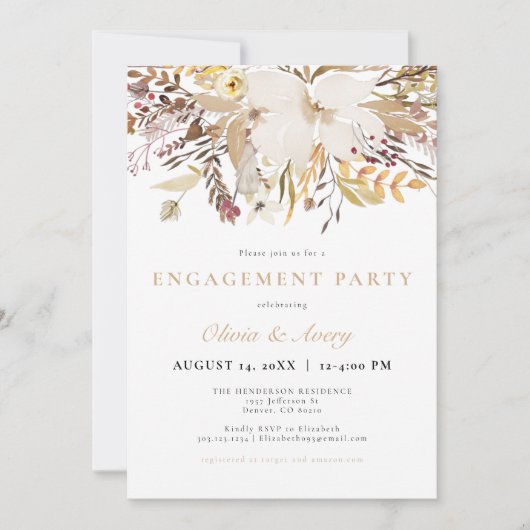 ボヘエレガントミアン秋フローラ婚約パーティ 招待状 (正面)