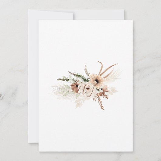 ボヘエレガントミアン素朴・パンパ結婚ス 招待状 (裏面)