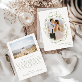 ボヘエレガントミアン緑結婚のフローラの写真 サンキューカード