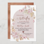 ボヘエレガントミアン赤面とバタフライベイビーシャワー 招待状 (正面/裏面)