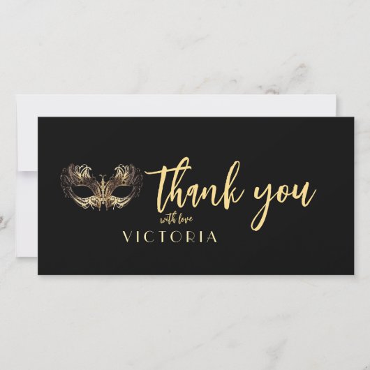 ボヘエレガントミアン黒金ゴールド仮装ありがとう サンキューカード (正面)