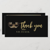 ボヘエレガントミアン黒金ゴールド仮装ありがとう サンキューカード (正面/裏面)