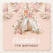 ボヘエレガントミパーソナライズされたアンガール誕生日 ペーパーコースター (正面)