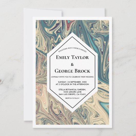 ボヘエレガントミミニマルア芸術的抽象芸術結婚ズ 招待状 (正面)