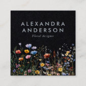 ボヘエレガントミミニマルヤのワイルドフラワーウォーター色 スクエア名刺 (正面)