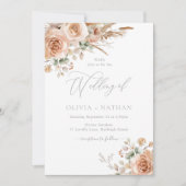 ボヘエレガントミ結婚アのモダン花 招待状 (正面)