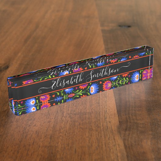 ボヘカラフルミはっきりしたエレガントアフローラ デスクネームプレート (側面)