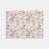 ボヘカラフルミアンの部族の水の色の羽 フリースブランケット (正面(横))