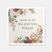 ボヘカラフルミアンフローラ結婚のディナーカクテル スタンダードカクテルナプキン (正面)