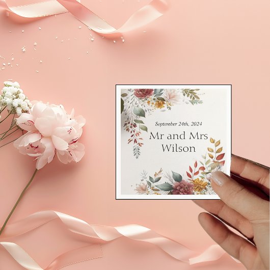 ボヘカラフルミアンフローラ結婚のディナーカクテル スタンダードカクテルナプキン