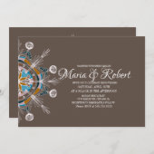 ボヘカラフルミアンマンダラ結婚式招待状 招待状 (正面/裏面)