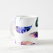 ボヘカラフルミアン羽毛グレーモノグラム コーヒーマグカップ (正面左)