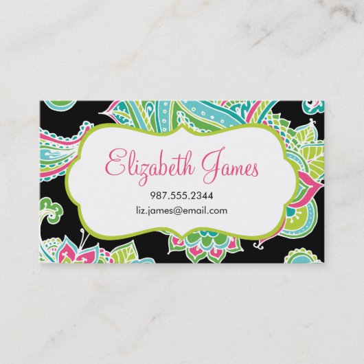 ボヘカラフルミ図解入りの、写真付きのアペイズリー 名刺 (正面)