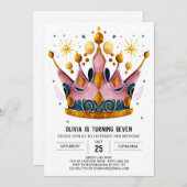 ボヘガーリーミアンプリンセスクラウン誕生日 招待状 (正面/裏面)