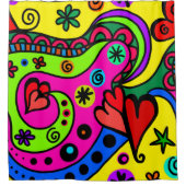 ボヘサイケデリックミアンヒッピーカラフルシャワーカータイ シャワーカーテン (正面)