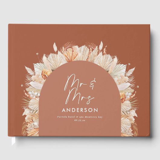 ボヘニアンボホ結婚はテラコッタの夫妻を錆ばす ゲストブック (正面)