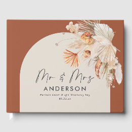 ボヘニアンボホ結婚錆テラコッタのミスターとミセスg ゲストブック