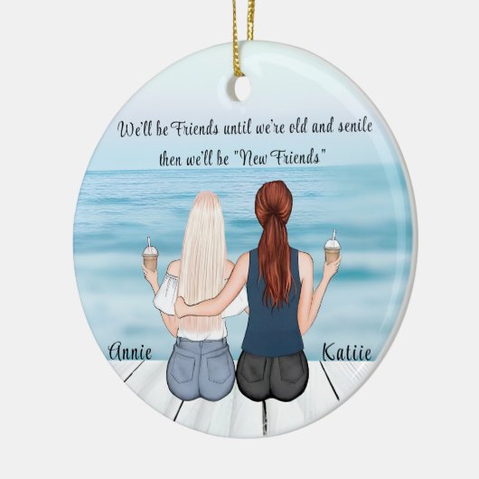 ボヘパーソナライズされたミアン最高のド友のカスタム贈り物 セラミックオーナメント (左)