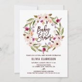 ボヘミお洒落アンフローラリースベビーシャワー 招待状 (正面)