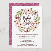 ボヘミお洒落アンフローラリースベビーシャワー 招待状 (正面/裏面)